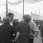Michel Onfray, Alain Krivine, Régis Debray en pleine discusion (Lydia Chenal-Quellier)