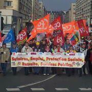 banderole de tête manifestation de Caen