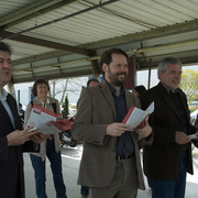 Delapierre, Mélenchon et Taillandier à PSA Poissy
