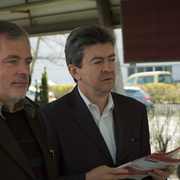 Jean -Luc Mélenchon et Jean-Claude Taillandier à PSA Poissy