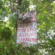 Entrée de la zone humanitaire dans la forêt