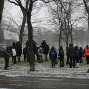 Policier à cheval manif du journal de Montréal