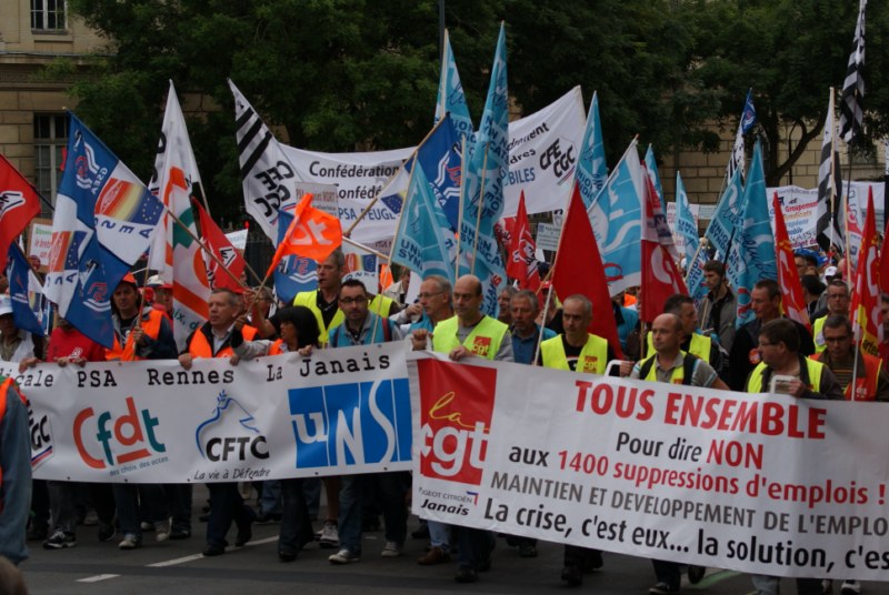 15 septembre 2012 manifestation à Rennes contre les licenciements à PSA