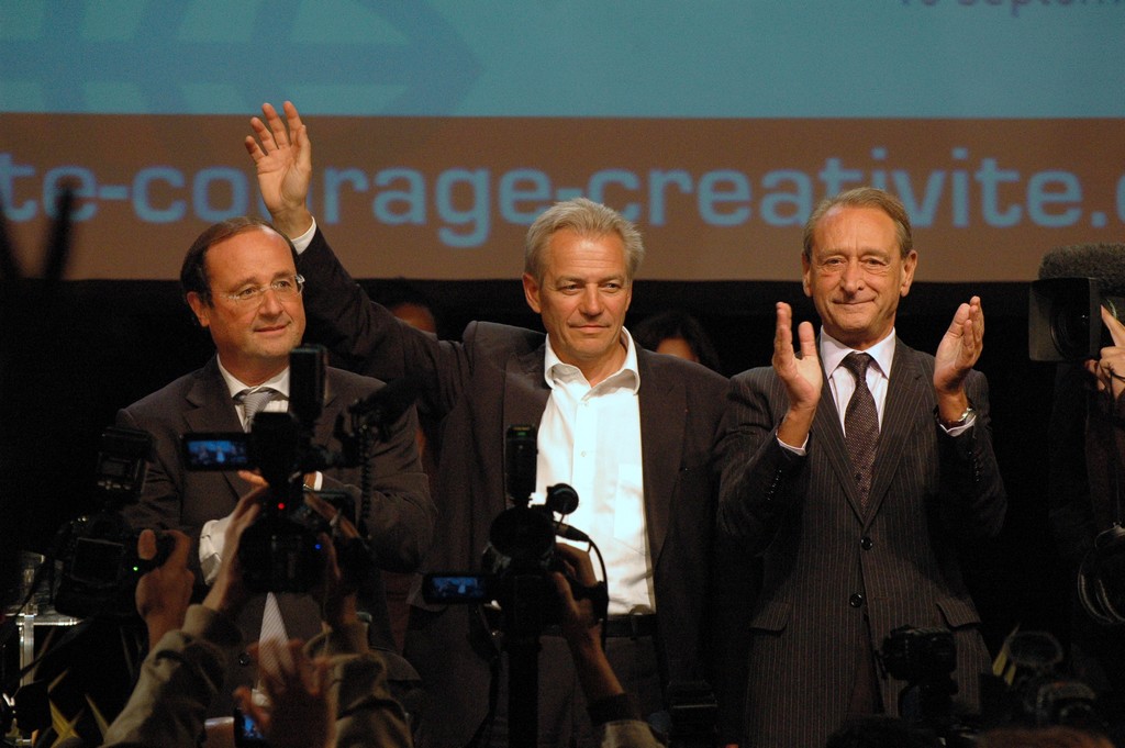 Meeting Delanoë-Hollande, le 16 septembre 2008, à Cergy.