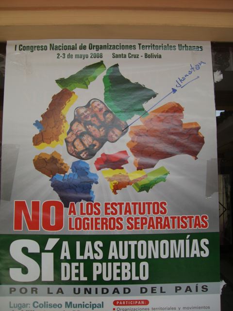 Bolivie Santa-Cruz Affiche contre le referendum