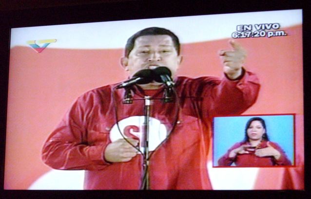 venezuela Chavez sur ecran géant