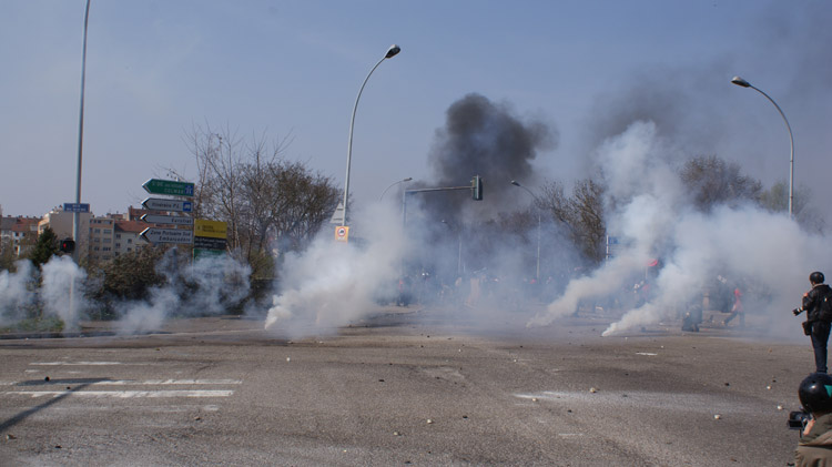 route du Rhin avant le passage des manifestants