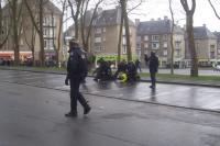 manif lors de la veue de Sarkozy à Saint Lô le 12 janvier 2009