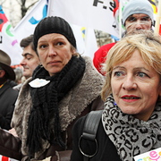 Tête de la manif - Frédérique Rolet, co-secrétaire générale du SNES-FSU